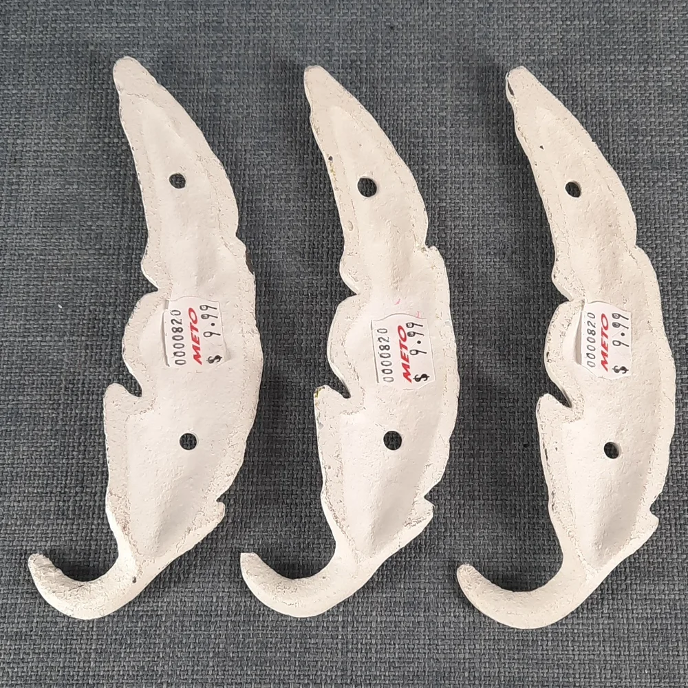 Feather Hook White Cast Iron Wall Shelf Hooks Heavy Duty Feathers Design Decor